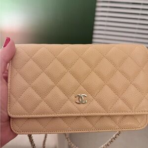 Chanel Beige Quilted Leather WOC